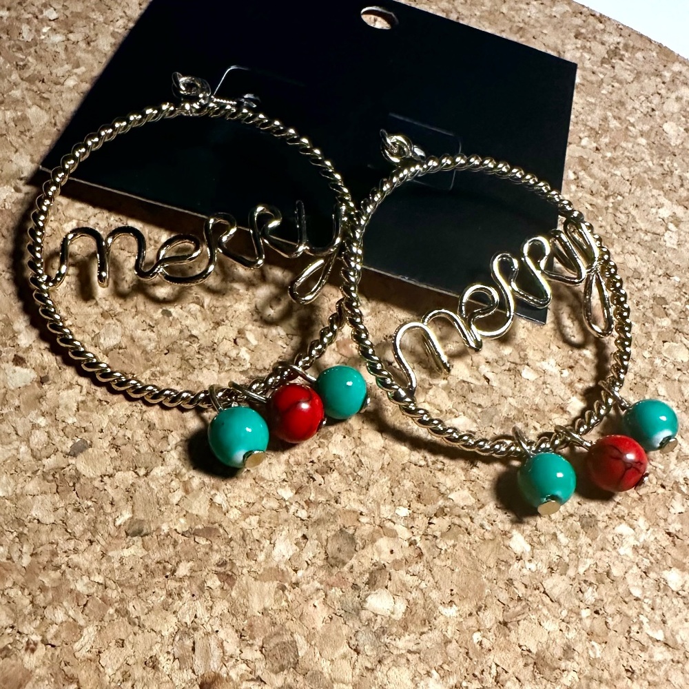 Gold Hoop Christmas Earrings